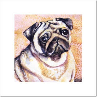 Pug Watercolor Painting - Dog Lover Gifts Posters and Art